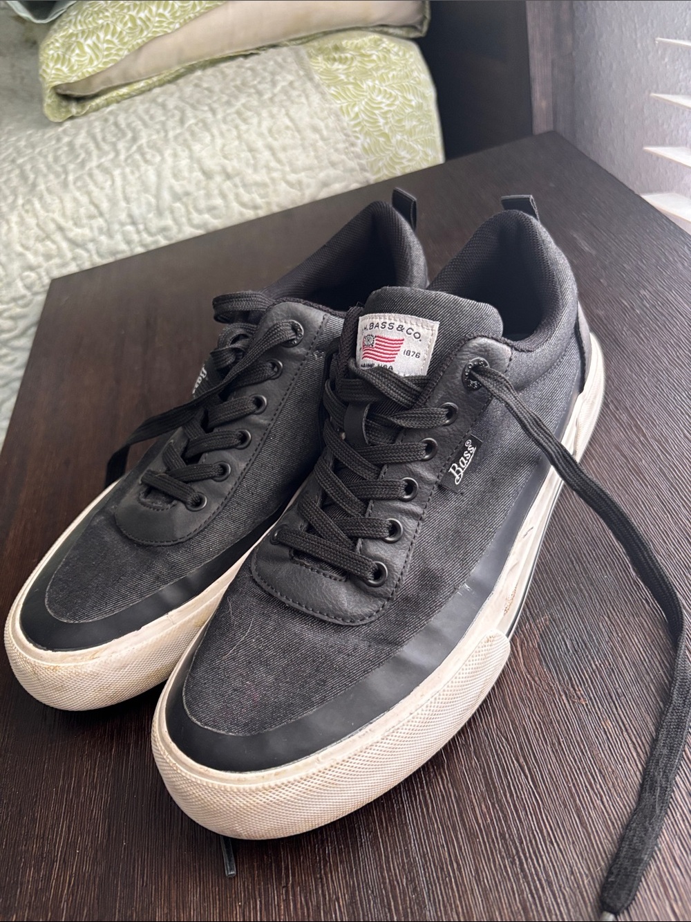 Bass Black Canvas & Rubber-Trim Low-Top Sneakers